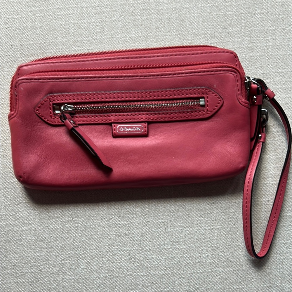 Coach Coral Leather Wristlet